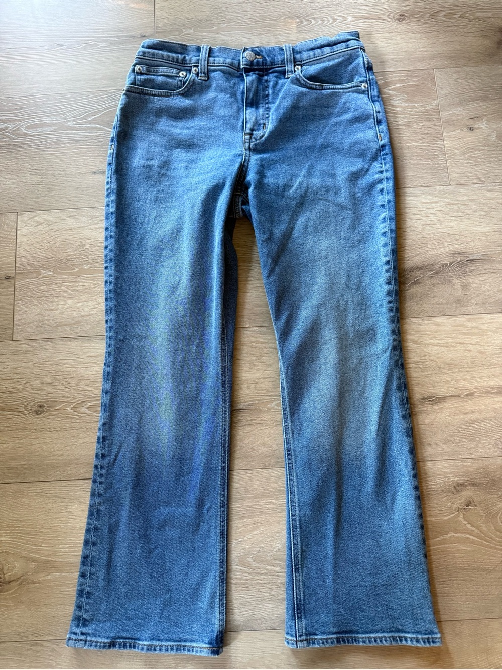 J. Crew Mid Rise Crop Flare Medium Blue Jeans